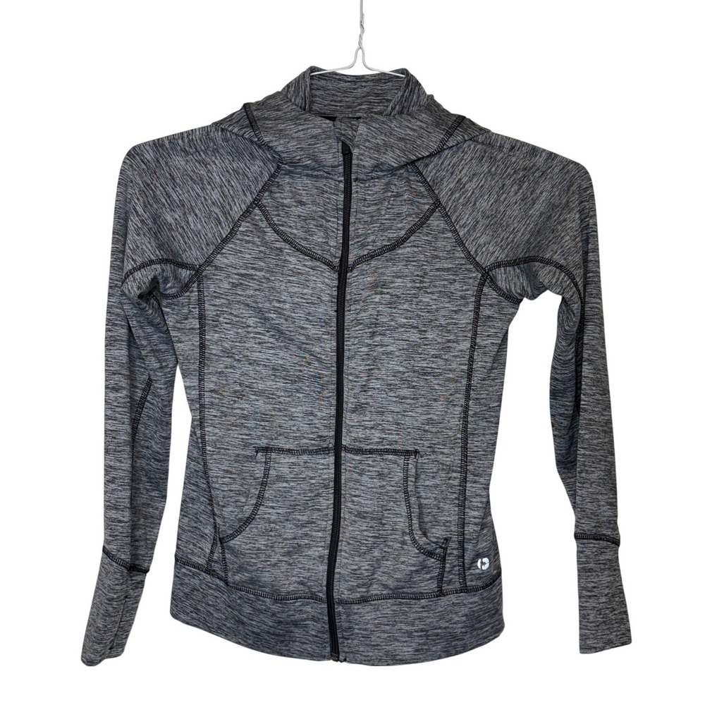 90 Degree by Reflex Girls Gray Heather Full Zip Athletic Jacket Hoodie M 10